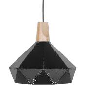 Lampe Suspension Luminaire Plafond en Métal Noir Perforé Motif Triangles E27 Max 40W Design Original et Minimaliste pour Maison Scandinave Beliani