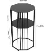 L&h-cfcahl - 2-Layer Wrought Iron Side Table End Canapé Table de stockage étagère pour le salon noir