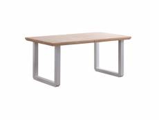 Matika - table de repas extensible bois clair et acier blanc l 220 cm