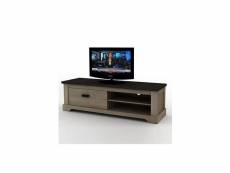 Meuble television couleur bois et anthracite johnson-l 150 x p 45 x h 45 cm- marron