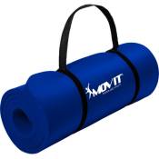 Movit® Tapis de Yoga - 190 x 60 cm, 15 mm d'Épaisseur, Antidérapant, Mousse NBR, Bleu Foncé - Tapis d'Exercice, Tapis de Pilates, Tapis de Fitness,