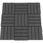 Outsunny - Caillebotis - dalles terrasse - lot de 9 - emboîtables, installation très simple - petits carreaux composite plastique imitation bois noir