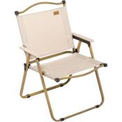 Outsunny - Chaise de plage camping pliante - poignée - structure acier aspect bois oxford beige - Beige