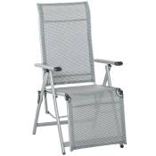 Outsunny Chaise longue pliable fauteuil relaxe pliant hauteur réglable métal textilène max. 150 kg gris