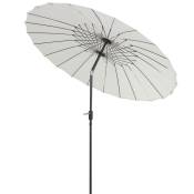 Outsunny Parasol inclinable rond avec manivelle aluminium fibre de verre polyester diamètre 2,60 m coloris crème