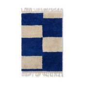 Petit tapis à carreaux bleu/blanc cassé 80 x 120