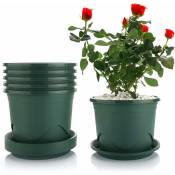 Pot de fleur en plastique de 16 cm avec plateau - Lot de 6, pot de décoration pour bonsaï, plantes succulentes, herbe d'aloès-Fei Yu