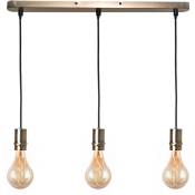 réglette suspension design en métal bronze Plafonnier suspendu 3 Ampoules compatible LED