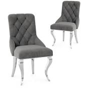 SHANNA - Lot de 2 chaises en velours gris pieds argentés