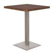SIX - Table de bar - Table Bistrot en mdf aspect bois de noyer 60x60x75