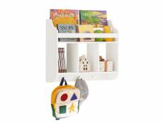 Sobuy kmb46-w bibliothèque murale, étagère de rangement pour chambre d'enfants pour ranger des livres, jouets, étagère murale à 2 étages, 3 compartime