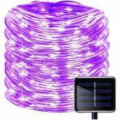 Solaire Ruban Lumineux, 12M 100LED Solar Outdoor String Light fil de Cuivre Tube Extérieur Fairy String Light Imperméable à L'eau (Violette)