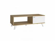 Table basse 1 porte bois-blanc - quiruta - l 120 x l 50 x h 42 cm