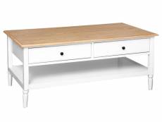 Table basse avec rangement coloris blanc - longueur 110 x profondeur 60 x hauteur 47 cm