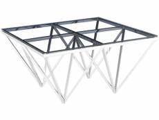 Table basse design carré en acier inoxydable poli