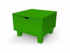 Table de chevet bois cube + tiroir vert CHEVCUB-VE