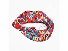 Tableau peinture lèvre mordue 50 x 50 cm style pop art - kiss 80582130