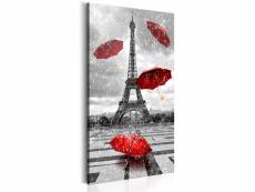 Tableau sur toile décoration murale image imprimée cadre en bois à suspendre paris : parapluies rouge 60x120 cm 11_0008193