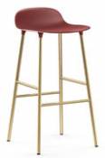 Tabouret de bar Form / H 75 cm - Pied laiton - Normann Copenhagen rouge en métal