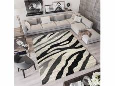 Tapiso qmega tapis salon moderne gris noir abstrait animal fin 180x250 9613A WHITE 1,80*2,50 QMEGA PP CRM