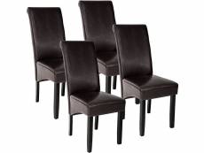 Tectake lot de 4 chaises aspect cuir - marron 403496
