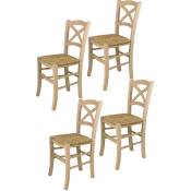 Tommychairs - Set 4 chaises cross pour cuisine, bar et salle à manger, robuste structure en bois de hêtre poli, non traité, 100% naturel et assise en