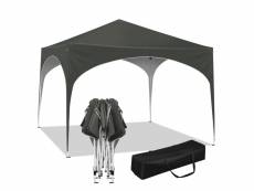 Tonnelle de jardin-tente de fête avec toit en demi-cercle-pliable imperméable-3x3m gris