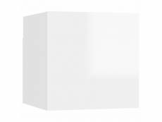 Vidaxl meuble tv mural blanc brillant 30,5x30x30 cm