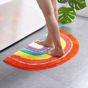 45 × 65 cm bande de couleur tapis de sol de salle de bain demi-cercle microfibre absorbant antidérapant adapté pour baignoire, douche, salle de bain,