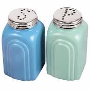50s Retro Stoneware Salt and Pepper Shakers Set by