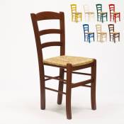 Ahd Amazing Home Design - Chaise de cuisine salle à manger bar et restaurant en bois et assise en paille Paesana Couleur: Marron Noyer