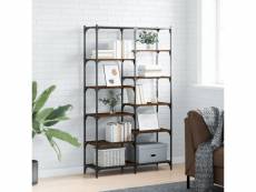 Bibliothèque étagère de rangement - style industriel armoire à livres chêne brun 100x32x170 cm bois d'ingénierie et fer meuble pro frco87985