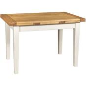 Biscottini - Table à rallonge champêtre en bois massif de tilleul avec structure antique blanche et plateau en finition naturelle