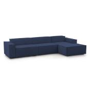 Canapé d'angle en tissu bleu 160x170 cm