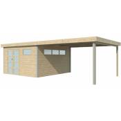 Chalet en bois profil aluminium contemporain avec extension 30.16 m² Avec plancher