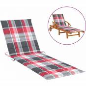 Coussin de chaise longue Carreaux rouges 200x60x3 cm Tissu