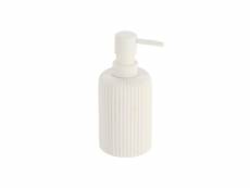 Distributeur à savon ou lotion en résine striée blanc mat 230 ml - tendance
