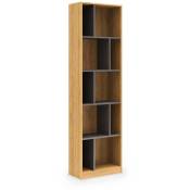 EDWIN - Bibliothèque colonne en bois noir et chêne 10 niches - Bois
