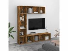 Ensemble bibliothèque|meuble tv 3 pcs meuble tv pour salon - armoire tv chêne fumé 180x30x180 cm meuble pro frco90720