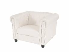 Fauteuil de luxe chesterfield, fauteuil longue, similicuir ~ pieds ronds, blanc