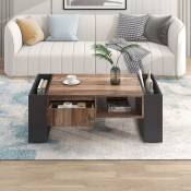 Hommoo - Table basse en bois veiné grand espace de