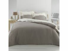 Housse de couette percale - vice versa taupe/lin (240