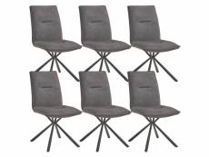 Juliane - lot de 6 chaises tissu gris piètement etoile