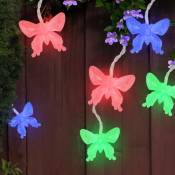 Lampe d'extérieur solaire guirlande lumineuse papillons décoration de jardin lampe d'extérieur, led rvb à changement de couleur, 10x led, l 470 cm