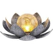 Lampe solaire led lotus, sans fil, interrupteur automatique, indice de protection IP44, matériau métal/verre, argent