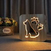 LED Chien Veilleuse Chien Patte Lampe Animal Veilleuse En Bois Sculpté USB Lampe Creative Paw Print Lampe De Table En Bois Veilleuse Lampe 3D Cadeaux