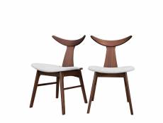 Lot de 2 chaises - henrico - gris - en bois massif - style moderne