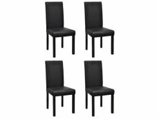 Lot de 4 chaises de salle à manger cuisine moderne et confortable en synthétique noir cds021797