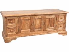 Meuble tv rustique style en bois massif de tilleul finition naturel made in italy
