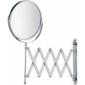 Miroir cosmétique mural à bras télescopique - orientable, surface de miroir ø 16 cm 300 % grossissement, Acier